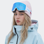 High Experience Magnetic Snow Goggles Blue Lens Light Blue Frame Outdoor View