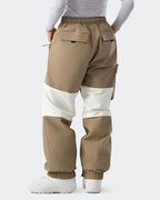 HIGH EXPERIENCE Women's Baggy Ski Pants Khaki Front View — Waterproof Ski Pants