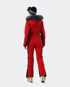 Red and Black insulated waterproof snow jumpsuit back view – women's ski onesie
Red and Black insulated waterproof snow jumpsuit back view – women's ski onesie
