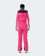 Pink Gradient insulated snow jumpsuit back view – women's ski onesie
