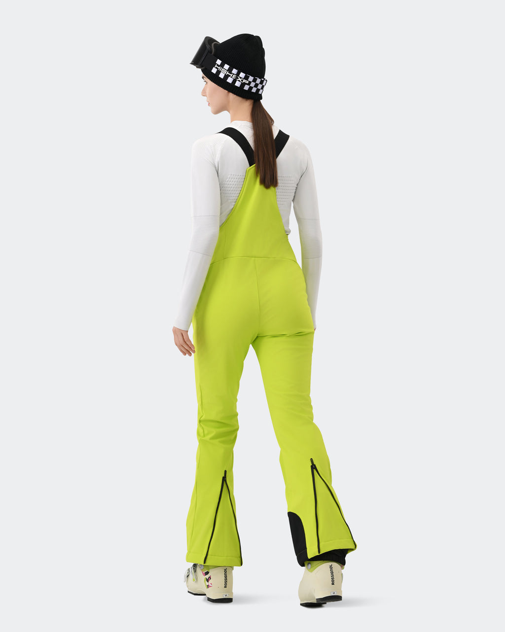 HIGH EXPERIENCE Women's Ski Bib Pants Light Green – Waterproof Insulated Snow Overalls, Back View