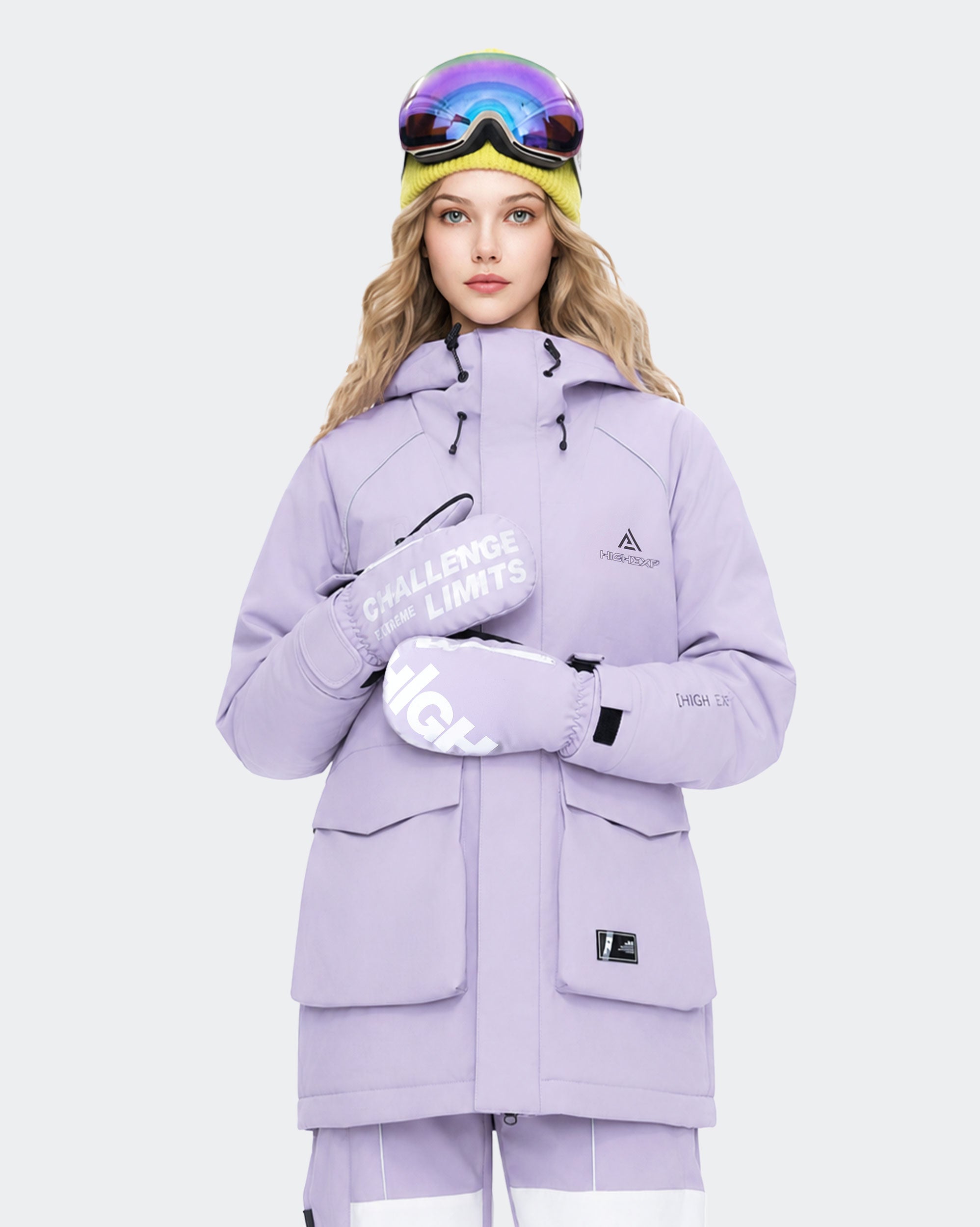 High Experience Purple Ski Gloves Front View - 3M Thinsulate Waterproof Touchscreen Snow Gloves