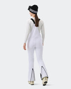 HIGH EXPERIENCE Women's Ski Bib Pants White – Waterproof Insulated Snow Overalls, Back View