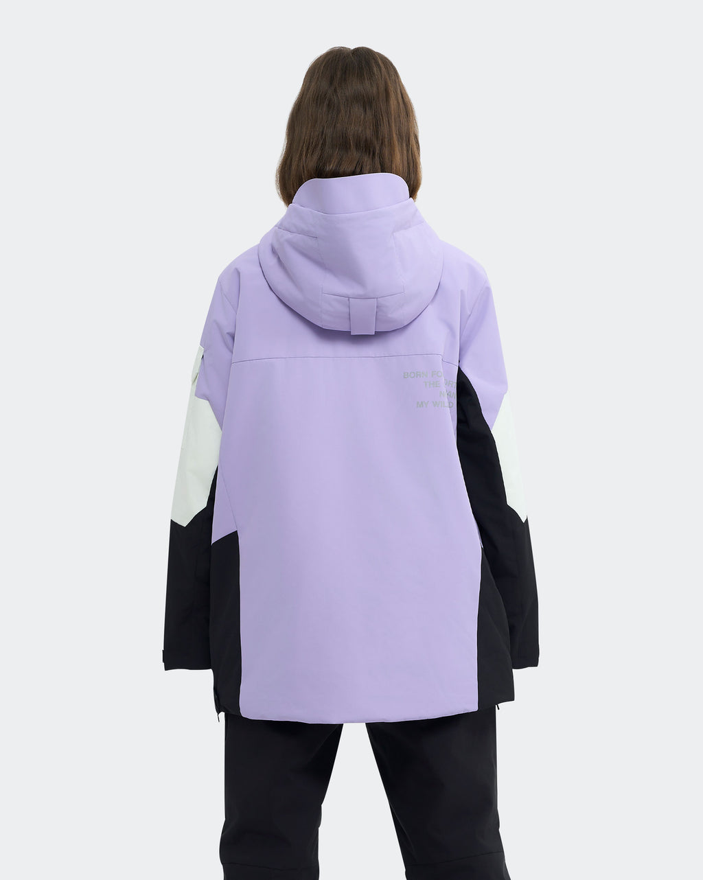 Black-Purple snowboard pullover jacket back view – HIGH EXPERIENCE
