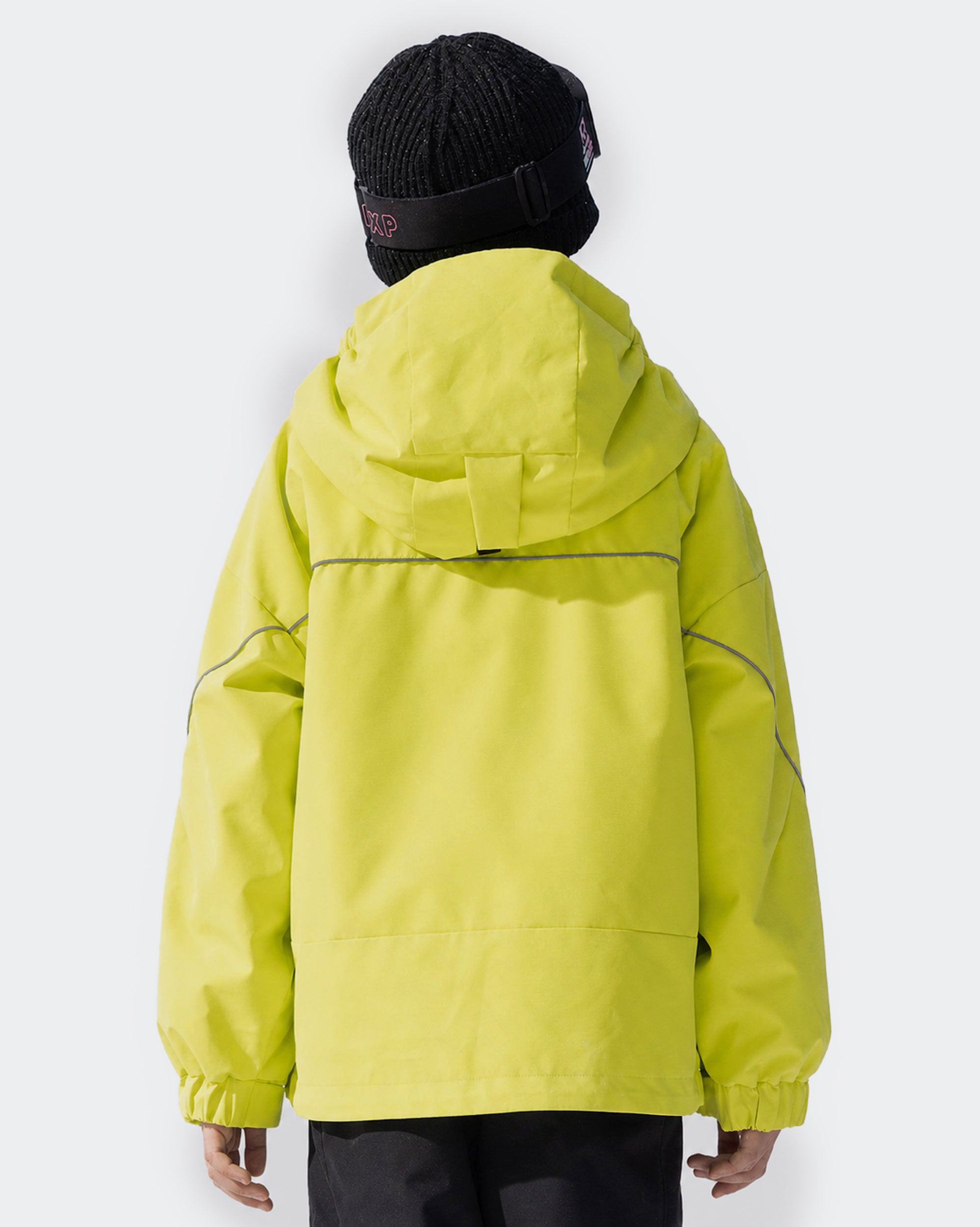 High Experience Kids Ski Jacket Lime Green Front View - Waterproof Windproof Snow Coat