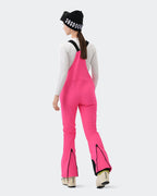 HIGH EXPERIENCE Women's Ski Bib Pants Hot Pink – Waterproof Insulated Snow Overalls, Back View