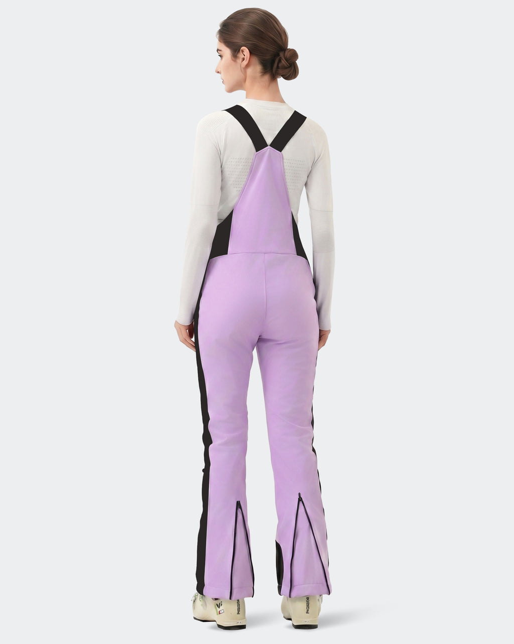 HIGH EXPERIENCE Women's Slim Fit Ski Bib Pants - Purple - Back View