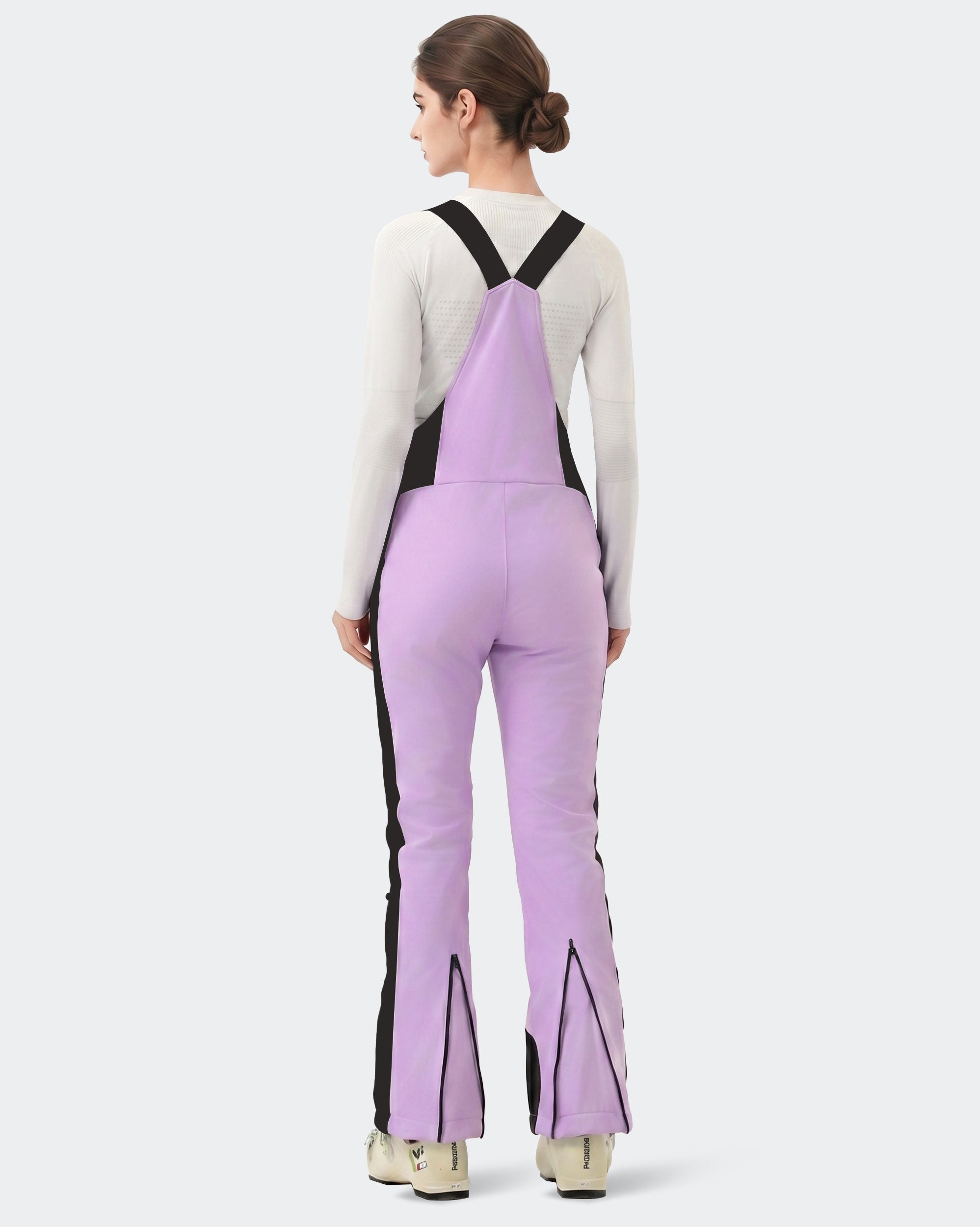HIGH EXPERIENCE Women's Slim Fit Ski Bib Pants - Purple - Back View