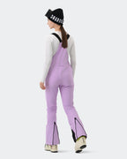 HIGH EXPERIENCE Women's Ski Bib Pants Light Purple – Waterproof Insulated Snow Overalls, Back View