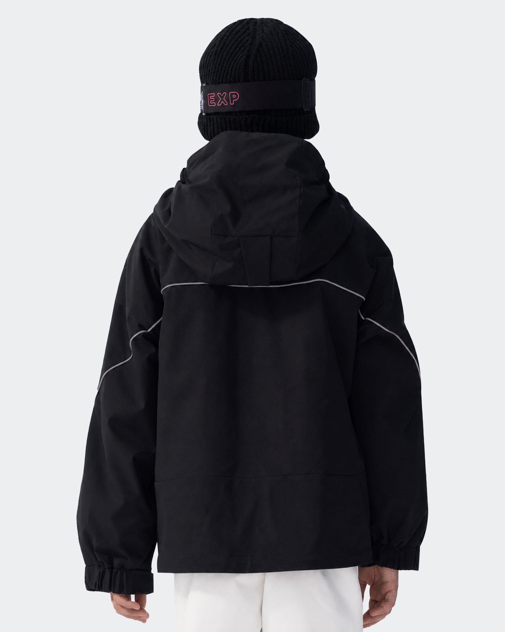 High Experience Kids Ski Jacket Black Front View - Waterproof Windproof Snow Coat
