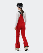 HIGH EXPERIENCE Women's Ski Bib Pants Red – Waterproof Insulated Snow Overalls, Back View