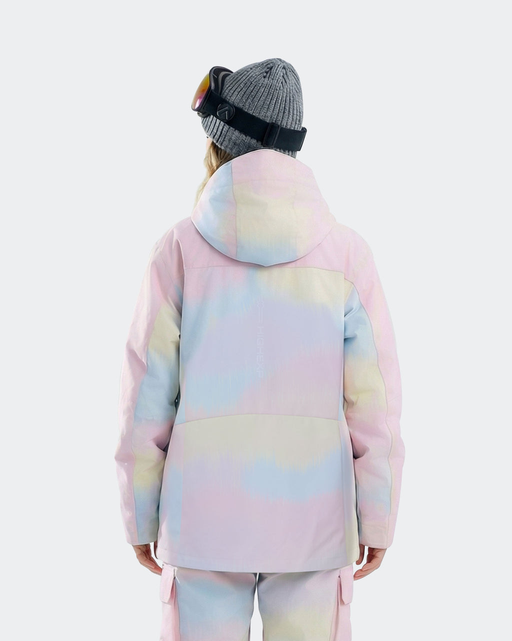 Ice Cream gradient baggy ski jacket back view – women's snowboard outerwear
