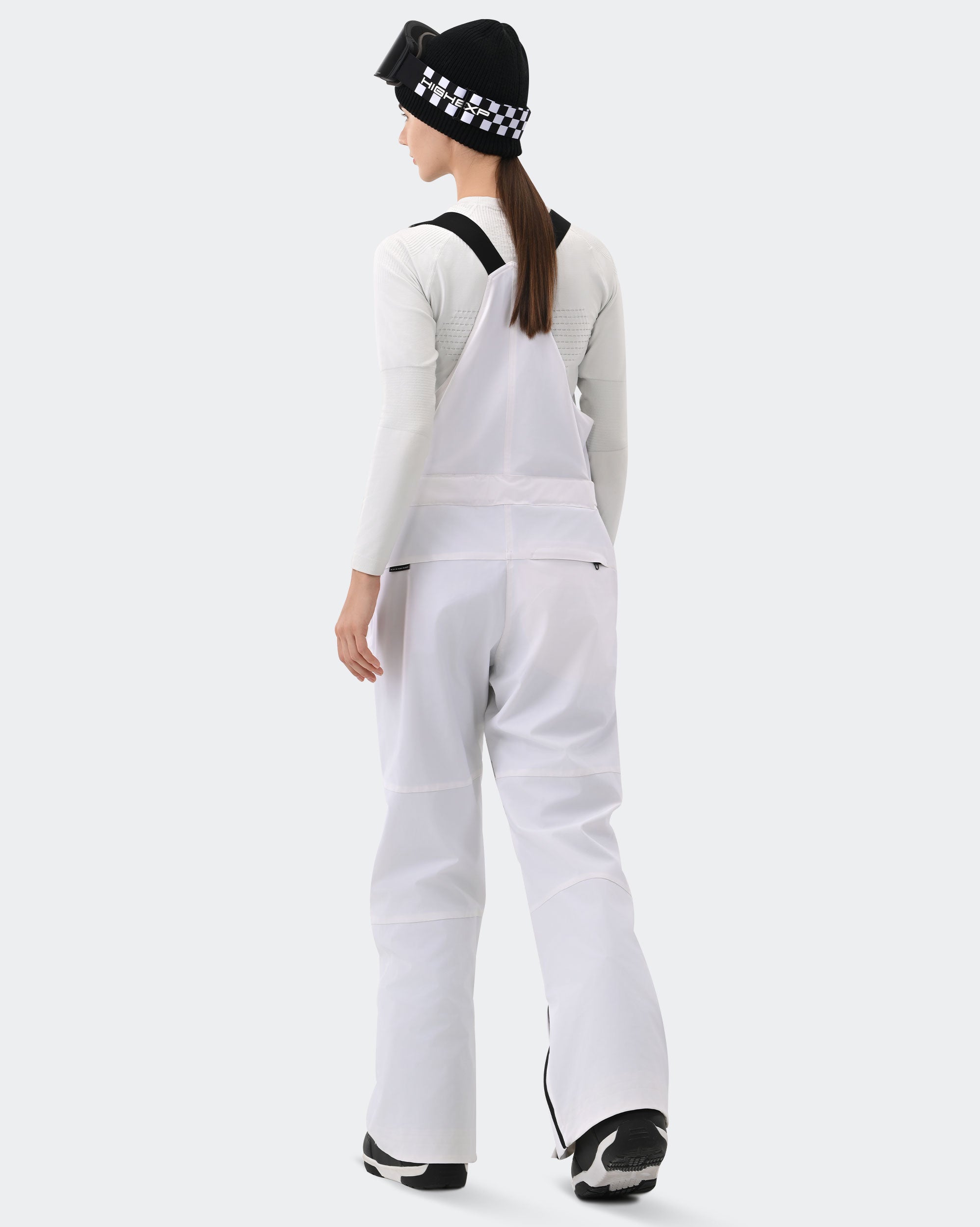 White Women's Ski Bib Pants – Back View | High Experience