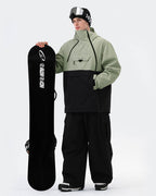 Men wearing Light Green 3-layer anorak snowboard jacket powder day

