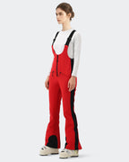 HIGH EXPERIENCE Women's Slim Fit Ski Bib Pants - Red - Side View