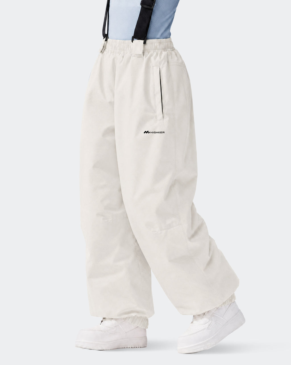 HIGH EXPERIENCE Kids Ski Pants - White Side View, Windproof Snow Pants