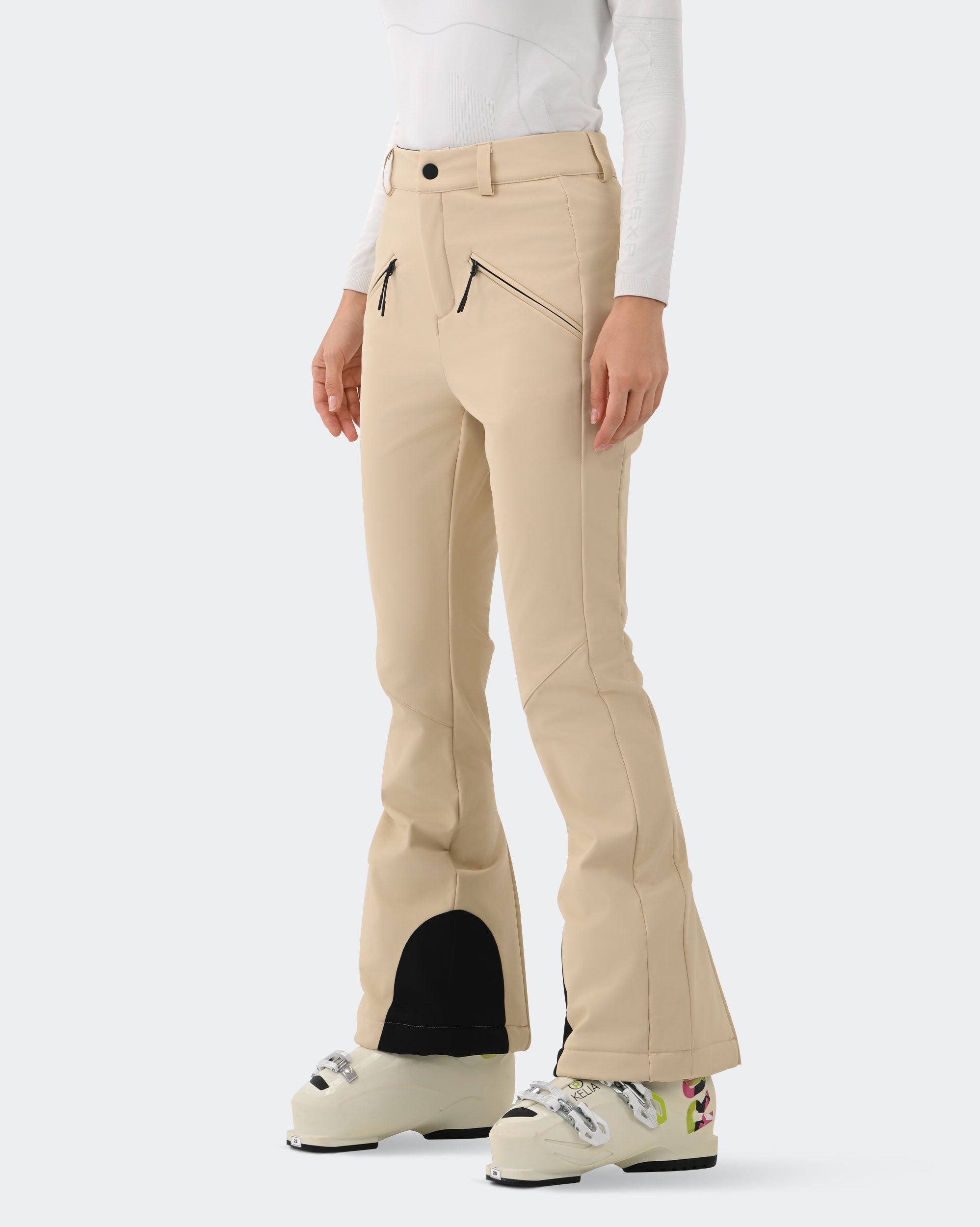 Khaki Ski Pants Waterproof 15000mm Fleece Lining Detail | HIGH EXPERIENCE