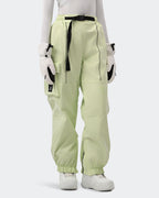 HIGH EXPERIENCE Women's Baggy Ski Pants Olive Green Detail View — Insulated Snow Pants