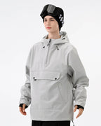 Gray ski hoodie sleeve lift ticket pocket and cuff detail
