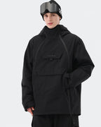 Men's 3-layer anorak ski jacket front view in Black – HIGH EXPERIENCE
