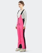 HIGH EXPERIENCE Women's Slim Fit Ski Bib Pants - Pink - Side View