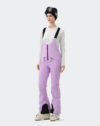 HIGH EXPERIENCE Women's Ski Bib Pants Light Purple – Waterproof Insulated Snow Overalls, Side View