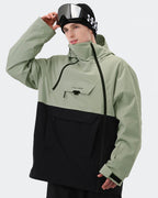 Light Green ski jacket underarm ventilation zipper and cuff detail
