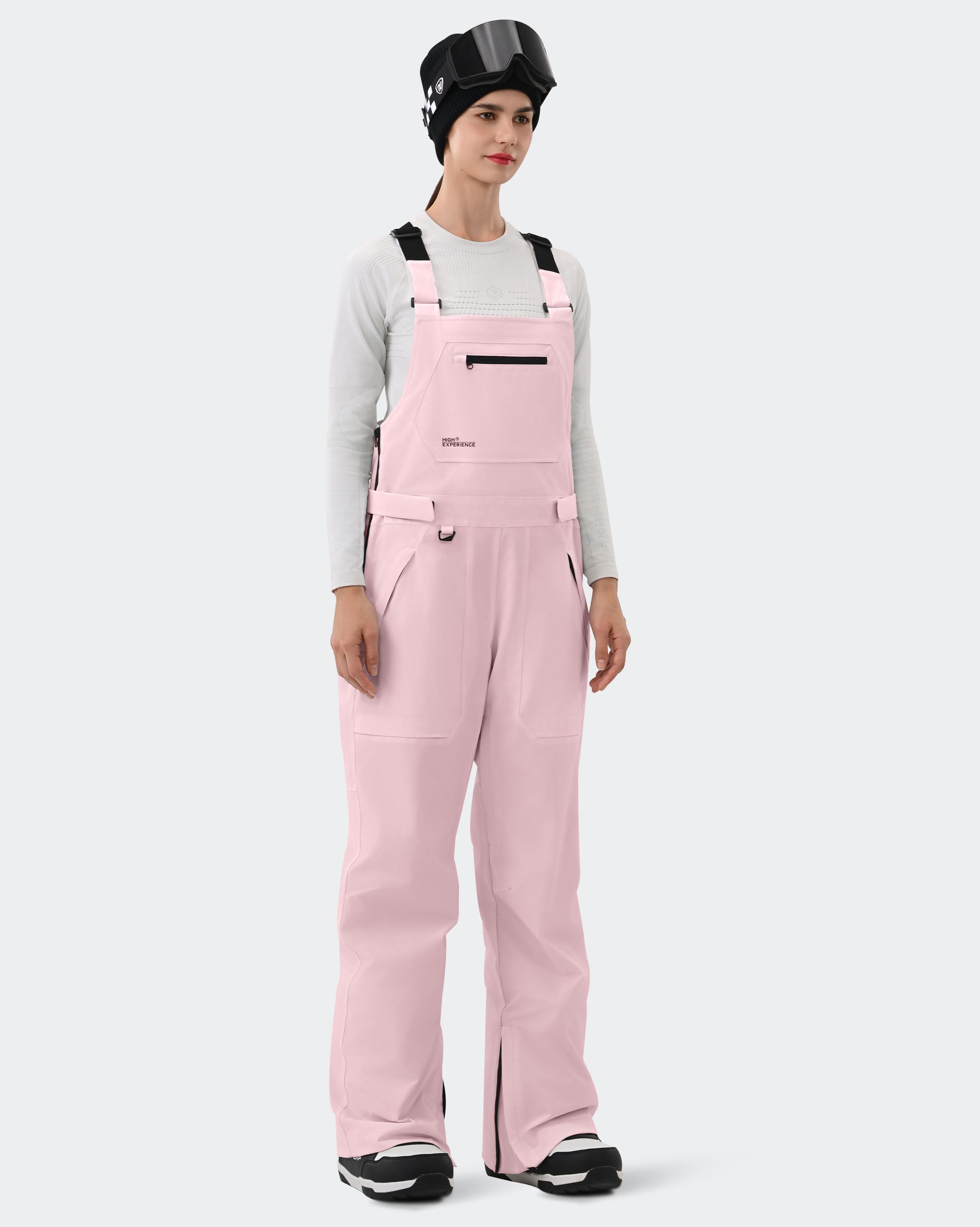 Pink Women's Ski Bib Pants – Back View | High Experience