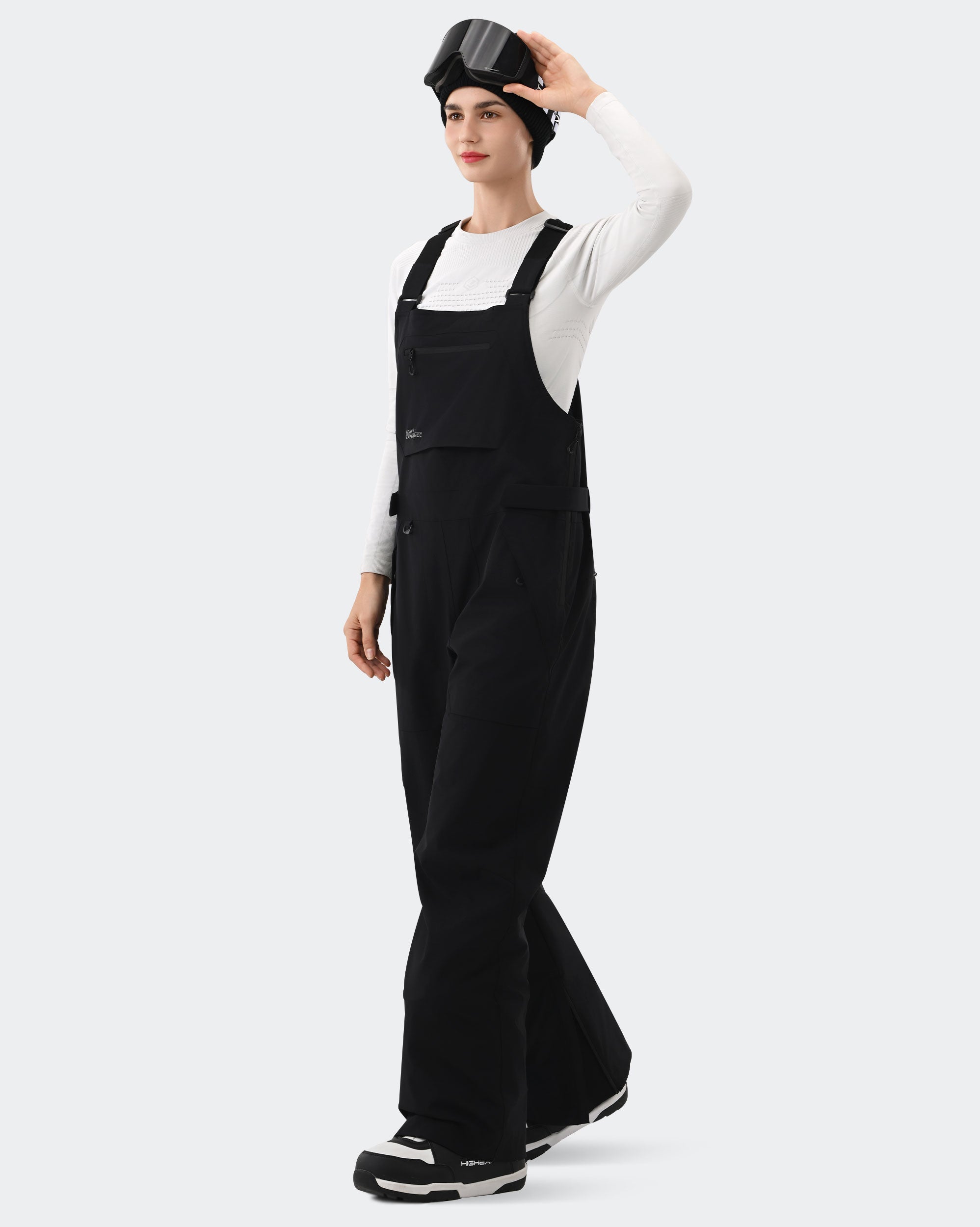 Black Women's Ski Bib Pants – Side View | High Experience