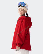 High Experience Kids Ski Jacket Red Side View - Breathable Outdoor Snowboarding Top