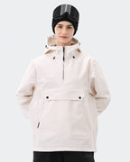 Women's fleece lined waterproof ski hoodie pullover front view in Pink – HIGH EXPERIENCE
