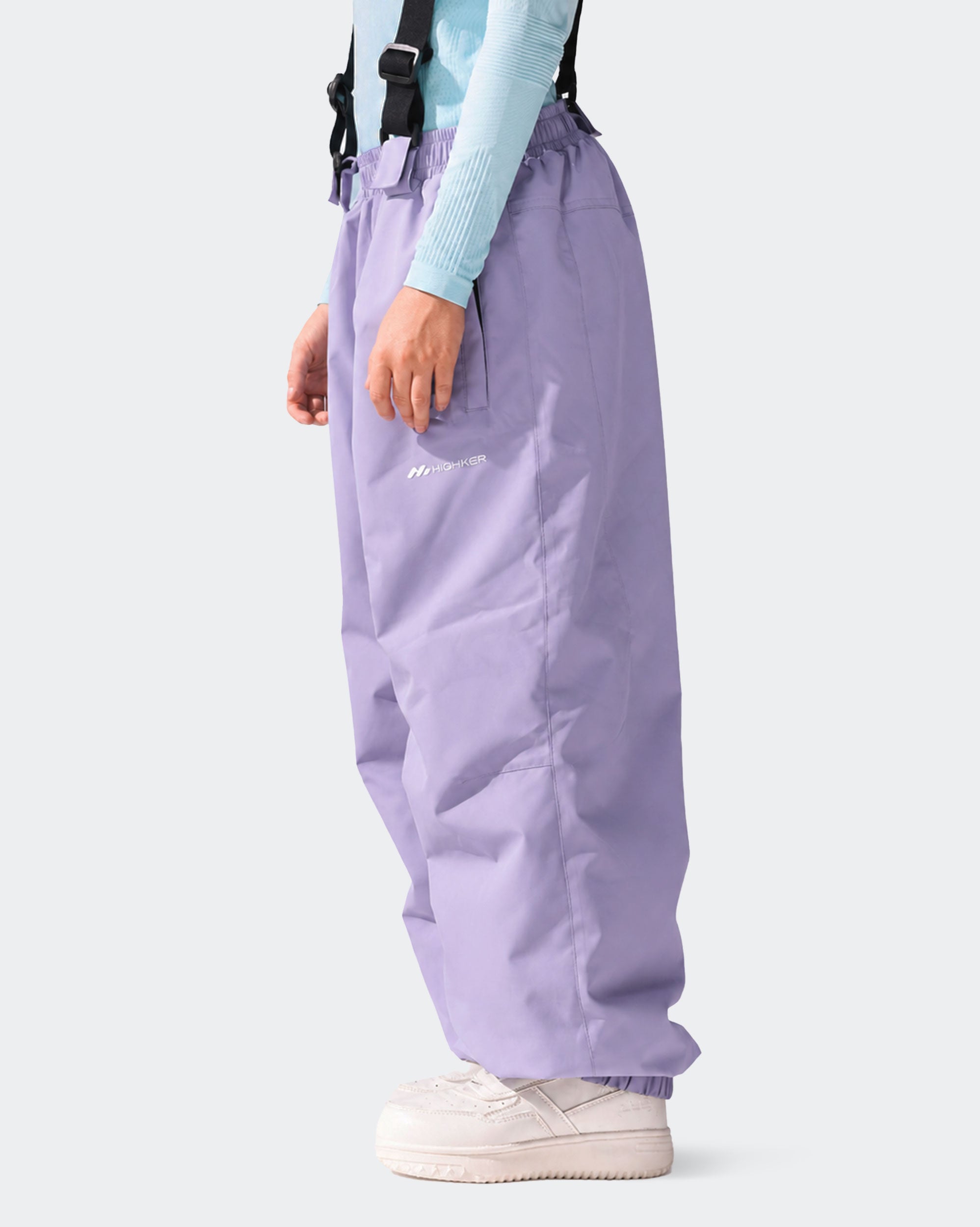 HIGH EXPERIENCE Kids Ski Pants - Purple Side View, Windproof Snow Pants