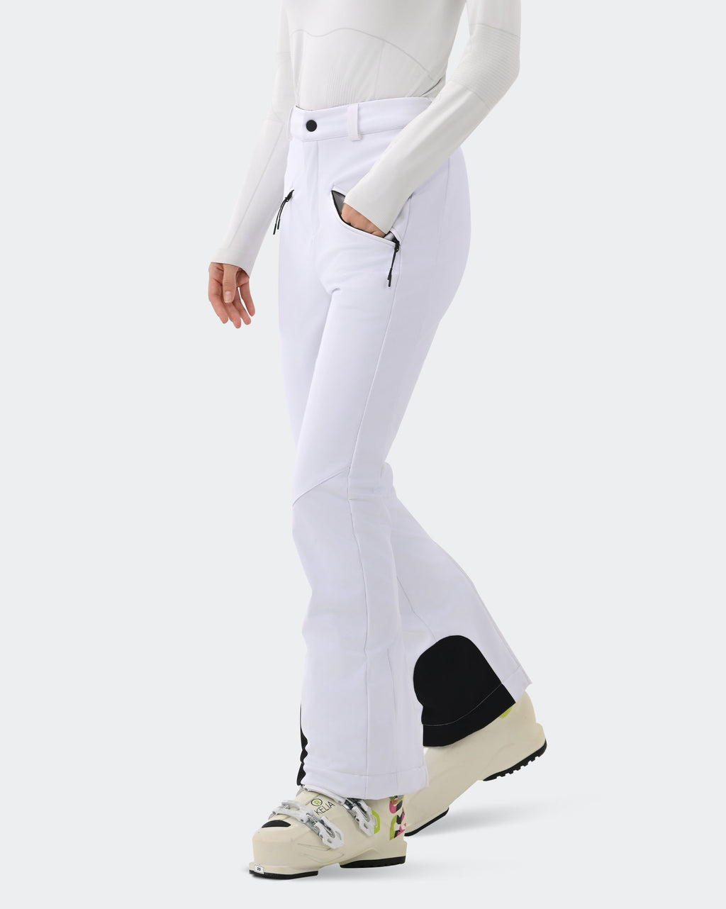 White Ski Pants Waterproof 15000mm Fleece Lining Detail | HIGH EXPERIENCE