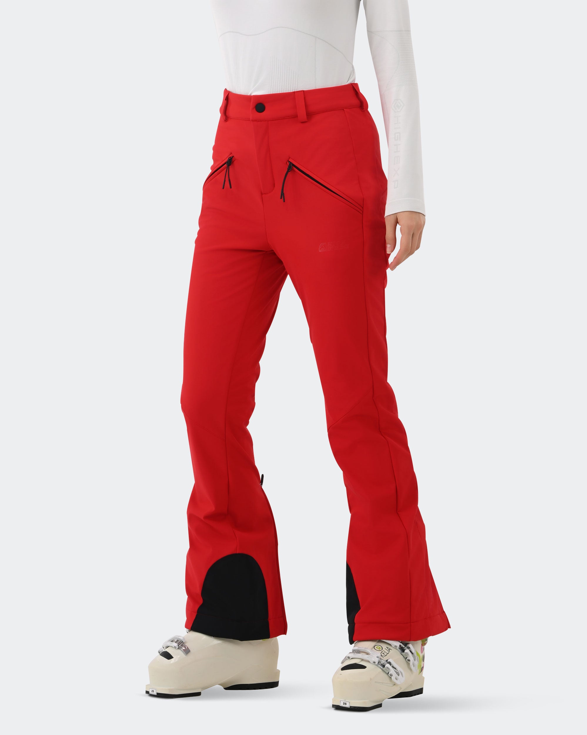 Red Ski Pants Waterproof 15000mm Fleece Lining Detail | HIGH EXPERIENCE