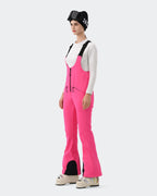 HIGH EXPERIENCE Women's Ski Bib Pants Hot Pink – Waterproof Insulated Snow Overalls, Side View