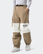 HIGH EXPERIENCE Women's Baggy Ski Pants Khaki Side View — Waterproof Snowboard Pants