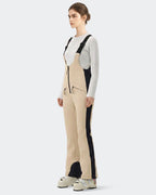 HIGH EXPERIENCE Women's Slim Fit Ski Bib Pants - Light Khaki - Side View