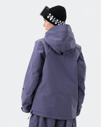 Purple 3L waterproof ski jacket back view – women's snowboard coat

