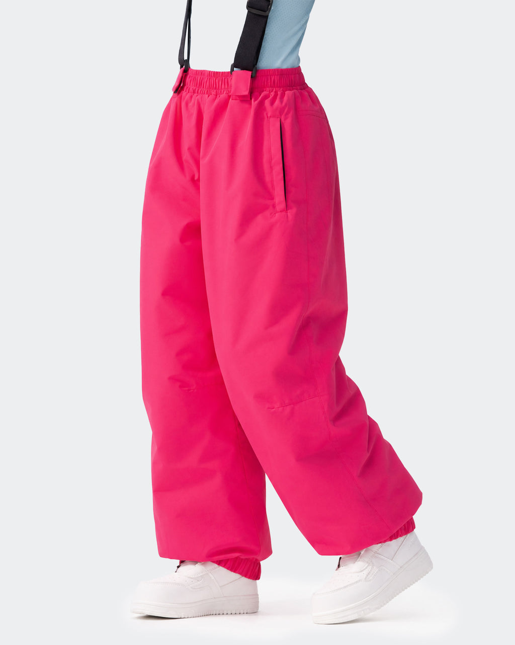 HIGH EXPERIENCE Kids Ski Pants - Pink Side View, Windproof Snow Pants