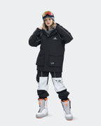Women's Black ski jacket side view showing fit and silhouette
