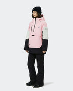 Black-Pink ski jacket windproof cuff and hem drawstring detail
