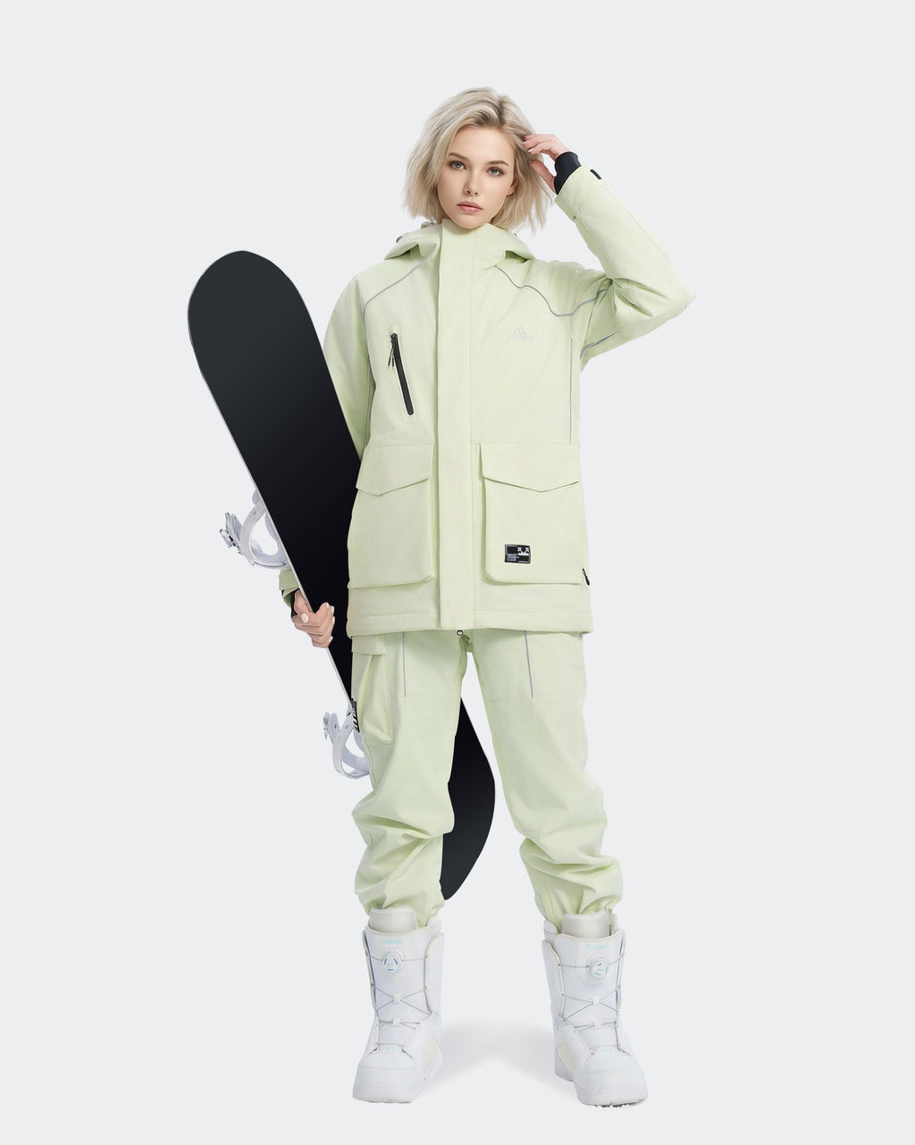 Sage Color ski jacket underarm ventilation zipper detail
