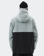 Greenish Blue Black 3L waterproof snowboard jacket back view – men's anorak
