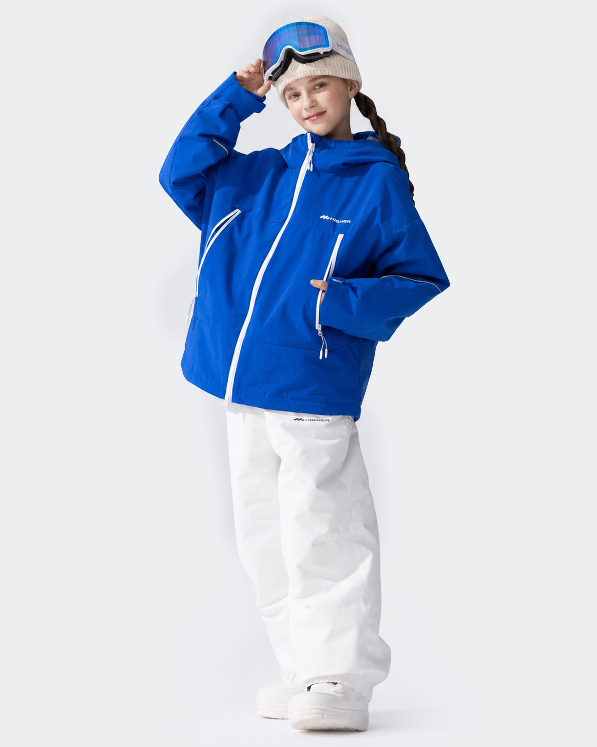 High Experience Kids Ski Jacket Klein Blue Detail - YKK Zipper Reflective Strip Kids Ski Coat