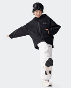 High Experience Kids Ski Jacket Black Detail - YKK Zipper Reflective Strip Kids Ski Coat