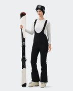 HIGH EXPERIENCE Women's Ski Bib Pants Black – Waterproof Insulated Snow Overalls, Detail Close-up