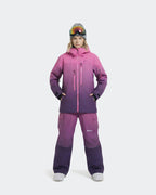 Purple baggy snowboard jacket side view showing oversized fit
