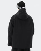 Black 3L waterproof snowboard jacket back view – men's anorak ski coat
