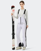 HIGH EXPERIENCE Women's Slim Fit Ski Bib Pants - White - Detail View