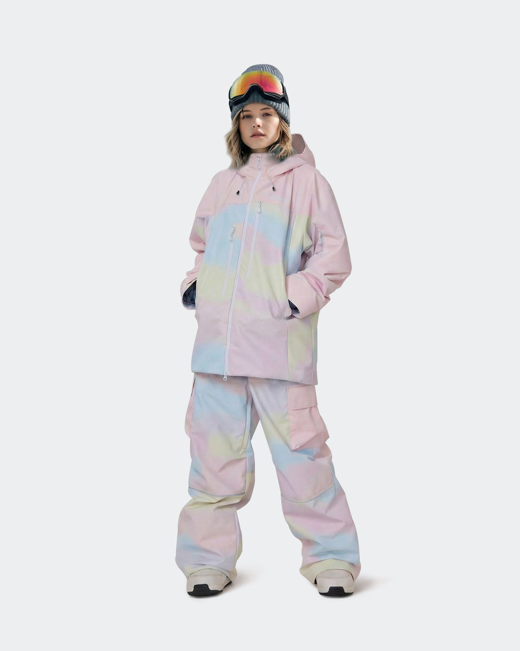 Ice Cream Colors baggy snowboard jacket side view showing gradient colorway
